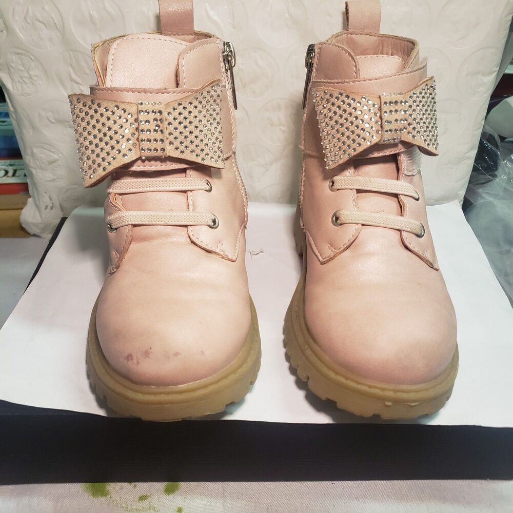 Jessica Simpson Toddler Girls Daria Bow Ankle Boots pink blush Sz 10 WWW